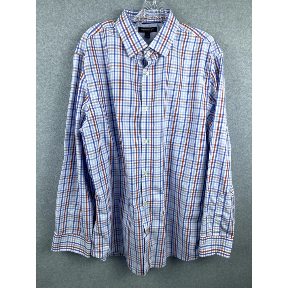 Banana Republic Shirt Mens XL Plaid Button Up Long Sleeve Preppy Business Casual